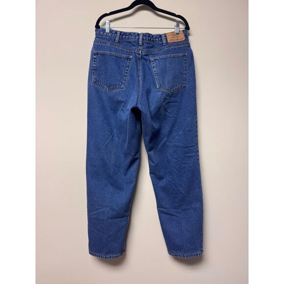 VTG - EDDIE BAUER Fleece Lined Jeans, Medium Wash, Zip Fly, Sz 35x32 - Picture 7 of 10